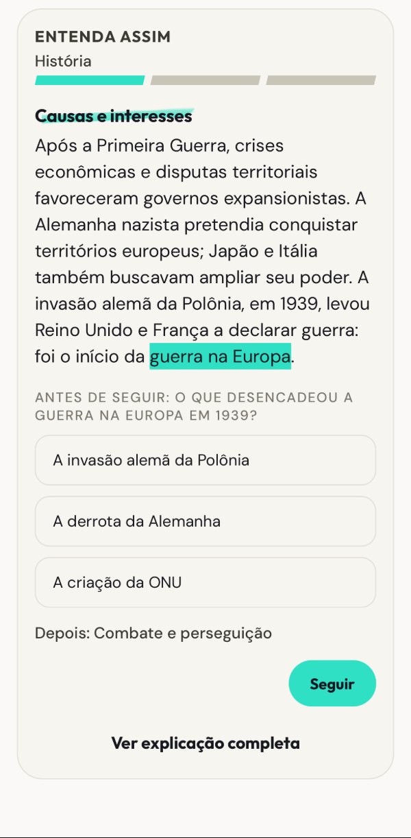 Entenda assim: a explicação em partes, com uma pergunta antes de seguir