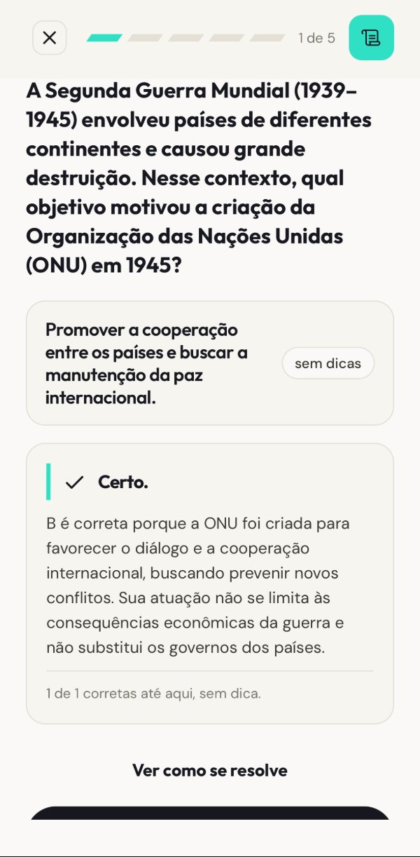Prática: questão respondida com a correção explicando o porquê